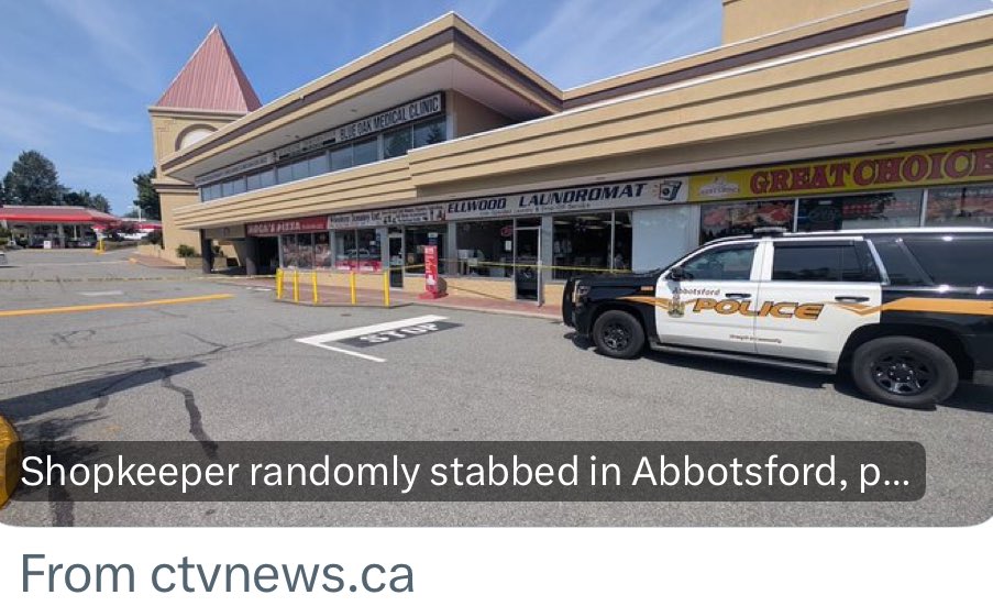 A shopkeeper in Abbotsford suffered life-threatening injuries — stabbed by a man on statutory release from a prior violent conviction. 

This is the dangerous reality created by federal liberal weak laws like C-75 &amp; C-5, and Niki Sharma’s failure as BC’s Attorney General to fight