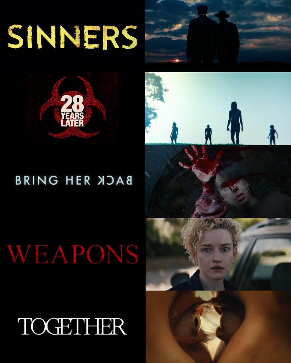 2025 = peak horror cinema! 🎥🔥 Just saw Weapons and wow… production, story, performances - next level. Horror fans, you’re eating well this year! 🖤 Highly recommend all of the above, so impressed. #weaponsmovie #sinnersmovie #bringherback #28yearslater #togethermovie