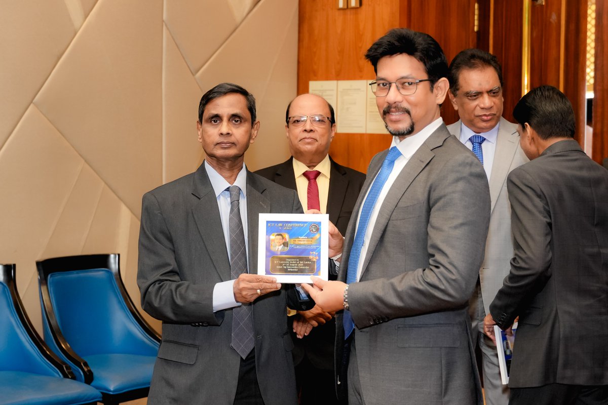 ErangaWeraratne's tweet image. Honoured to address the #ICTLawConference2025 on “Law in the Digital Pulse.”
Emphasized #PersonalDataProtection, expanding digital infrastructure, protecting innovation & shaping laws for the #AI era — building a secure, rights-based & future-ready #DigitalSriLanka.
#CyberLaw