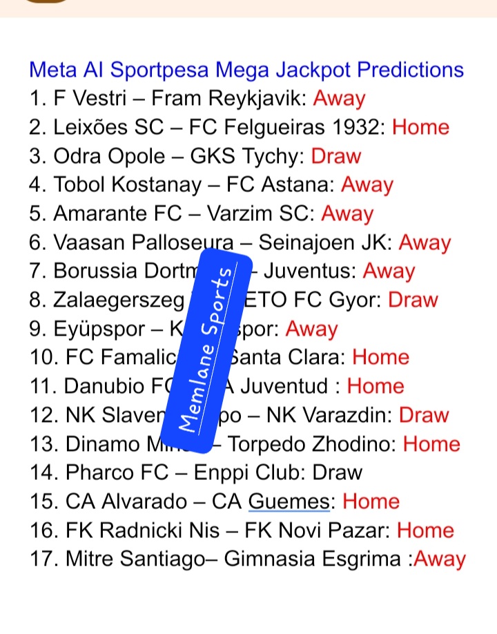 ManUtdMemlane's tweet photo. Sportpesa Mega Jackpot predictions #Enacoach Mai Mahiu #CHAN2024 https://t.co/C2EkELwWg1