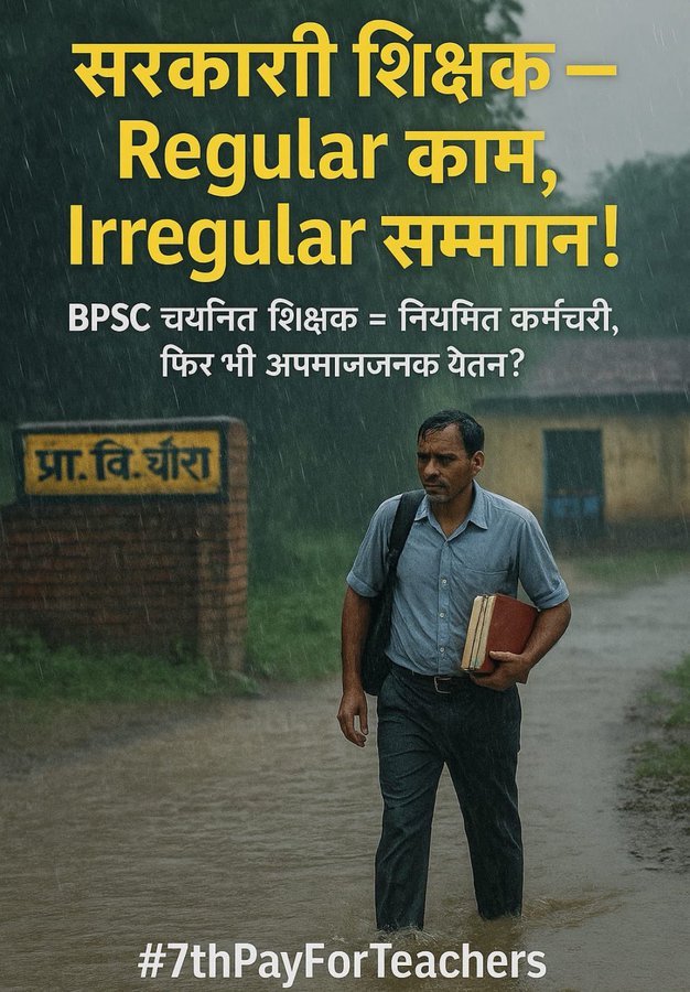 बिहार के शिक्षकों को कब मिलेगा सम्मानजनक वेतन ? 

@niti
#CMNitishGive7thPayToTeachers  #CMNitishGive7thPayToTeachers