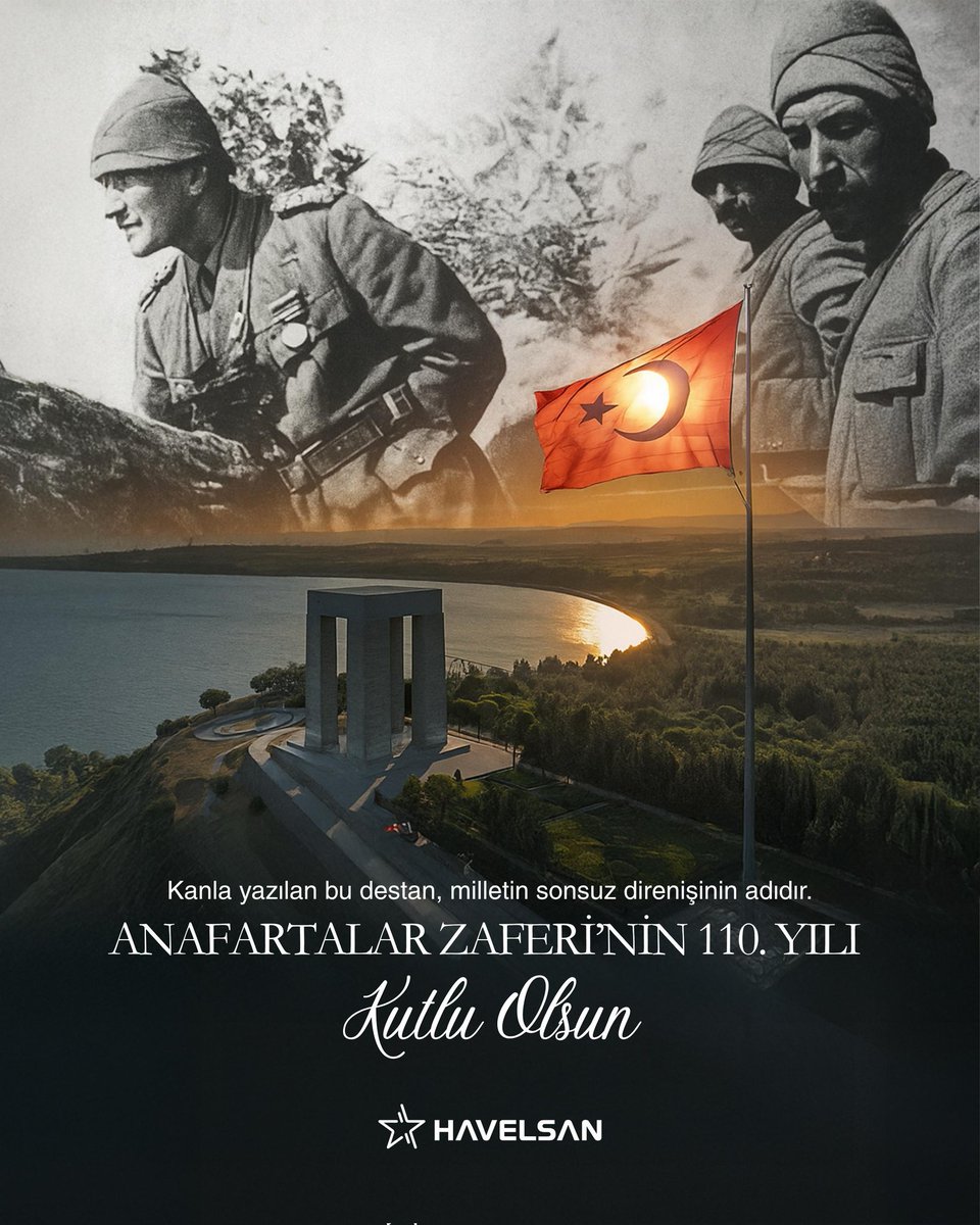 "Denizden değilse karadan" diyenlere, "Ne denizden ne karadan, Türk vazgeçmez vatandan" dedirten zaferin adıdır Anafartalar.

Anafartalar Zaferi'nin 110'uncu yılı kutlu olsun. 🇹🇷

Gazi Mustafa Kemal Atatürk başta olmak üzere, tüm Kurtuluş Savaşı kahramanlarımızın ruhları şad