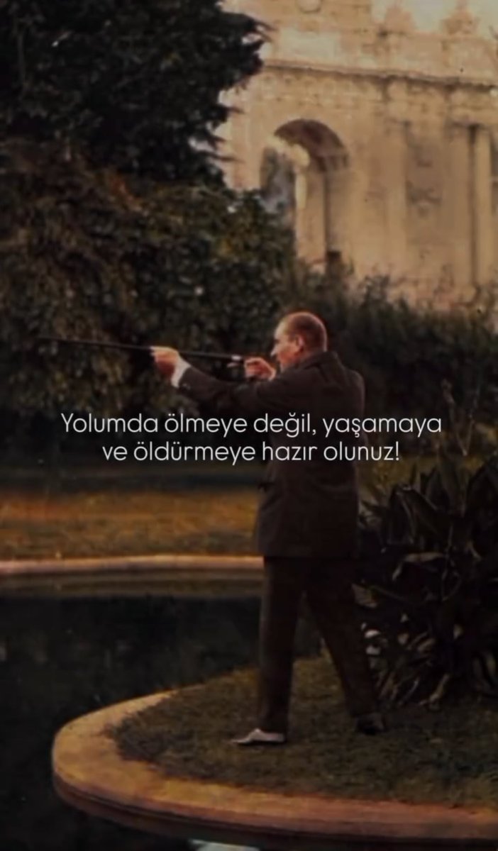 “Yolumda ölmeye değil, yaşamaya ve öldürmeye hazır olunuz. Döğüş sanatında aslolan ölmek değil, öldürmektir.”
– Mustafa Kemal Atatürk
(Mahmut Esat Bozkurt, Atatürk İhtilâli, s.85)

#atatürk #ittihatveterakki #mustafakemalatatürk #kurtuluşsavaşı