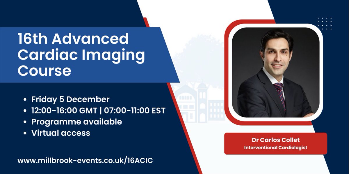 The programme for the 16th Advanced Cardiac Imaging Course is here! 
Topics include:
• Advanced Imaging in Coronary Disease
• Structural Heart Disease Imaging
• Future Directions in Cardiac Imaging 
Plus, take part in a LIVE debate: "Advanced Imaging-guided Treatment of