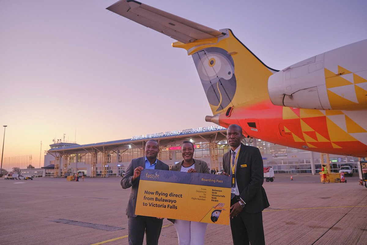 Airports Company Of Zimbabwe ๐ฟ๐ผ (@airports_zim) on Twitter photo Fastjet Zimbabwe operated the inaugural Bulawayo to Victoria Falls flight on August 8th, 2025. <a href="/Airports_Zim/">Airports Company Of Zimbabwe ๐ฟ๐ผ</a> CEO, <a href="/TgGusha/">TAWANDA GUSHA</a>, expressed enthusiasm towards the ACZ route development initiatives yielding results of collaborative efforts with <a href="/fastjet/">fastjet</a>, Zimbabwe Tourism Authority (ZTA) Fastjet Zimbabwe operated the inaugural Bulawayo to Victoria Falls flight on August 8th, 2025. <a href="/Airports_Zim/">Airports Company Of Zimbabwe ๐ฟ๐ผ</a> CEO, <a href="/TgGusha/">TAWANDA GUSHA</a>, expressed enthusiasm towards the ACZ route development initiatives yielding results of collaborative efforts with <a href="/fastjet/">fastjet</a>, Zimbabwe Tourism Authority (ZTA)
