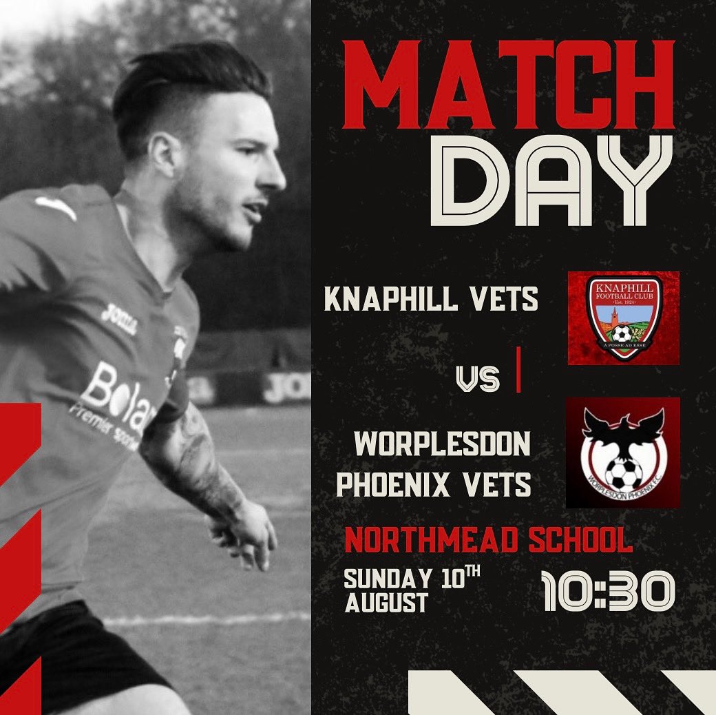 KnaphillVetsFC (@knaphillvetsfc) on Twitter photo ⚽️ Matchday ⚽️
Our 1st Pre-Season Match Vs <a href="/wpfcfirstteam/">Worplesdon Phoenix FC</a> Vets Fc
10:30am KO at Northmead School.
All Welcome to watch the new Knappers Vets side kick off there campaign 🔴⚪️❤️🤍👊🏻💪🏻 ⚽️ Matchday ⚽️
Our 1st Pre-Season Match Vs <a href="/wpfcfirstteam/">Worplesdon Phoenix FC</a> Vets Fc
10:30am KO at Northmead School.
All Welcome to watch the new Knappers Vets side kick off there campaign 🔴⚪️❤️🤍👊🏻💪🏻