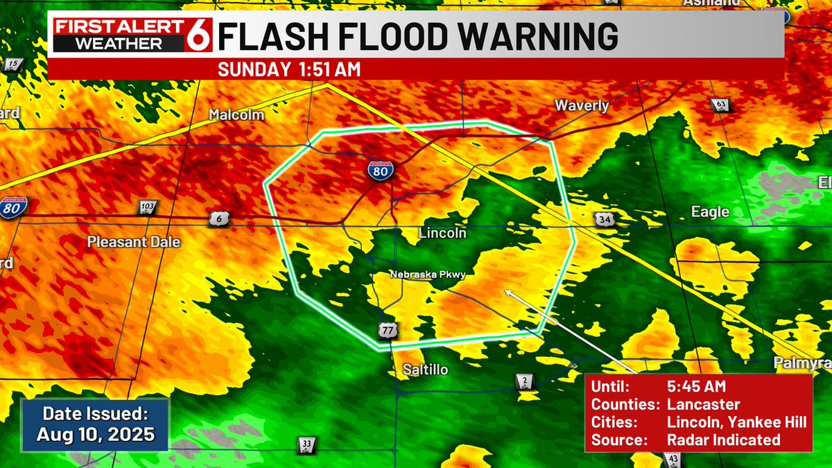 FIRST ALERT: A Flash Flood Warning is currently in effect for Lancaster county until Aug 10 5:45AM. If you are in a flood prone area, seek higher ground immediately.