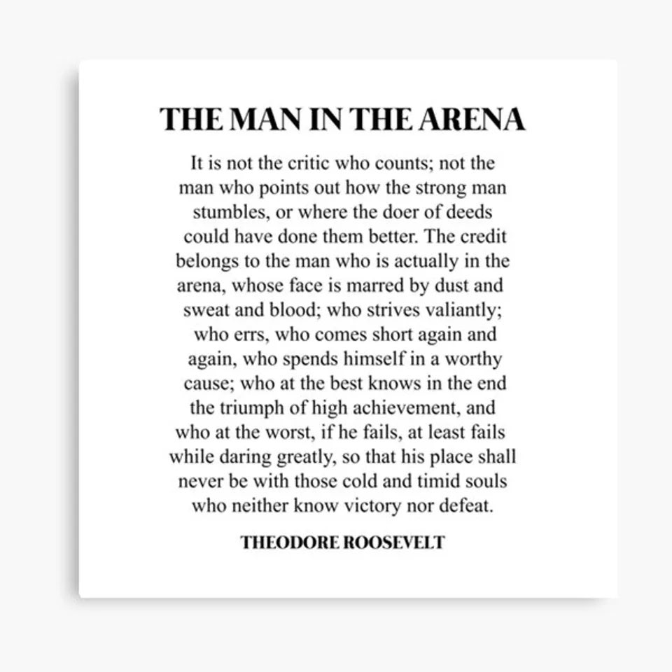 Never going to understand why people won‘t just cheer on risk-takers and innovators.  

Reminds me of „The Man in the Arena“