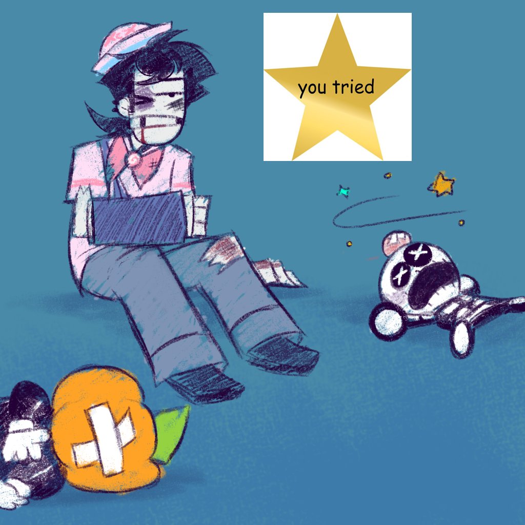 Finally finished the piece that was meant to celebrate these three being the most voted characters before the spooky rumble, but it already happened and they lost so...

i made a bonus thing to make this a before and after, you did your best, fellas!

#spookymonth