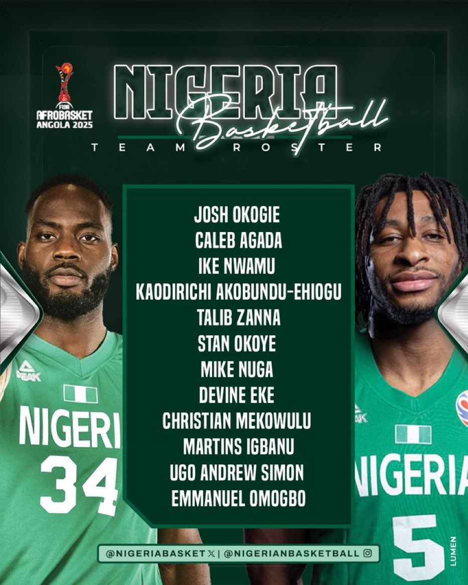 La sélection nigériane pour <a href="/AfroBasket/">FIBA #AfroBasket</a> est connue ! <a href="/NigeriaBasket/">D’Tigers | Nigeria Basketball</a>