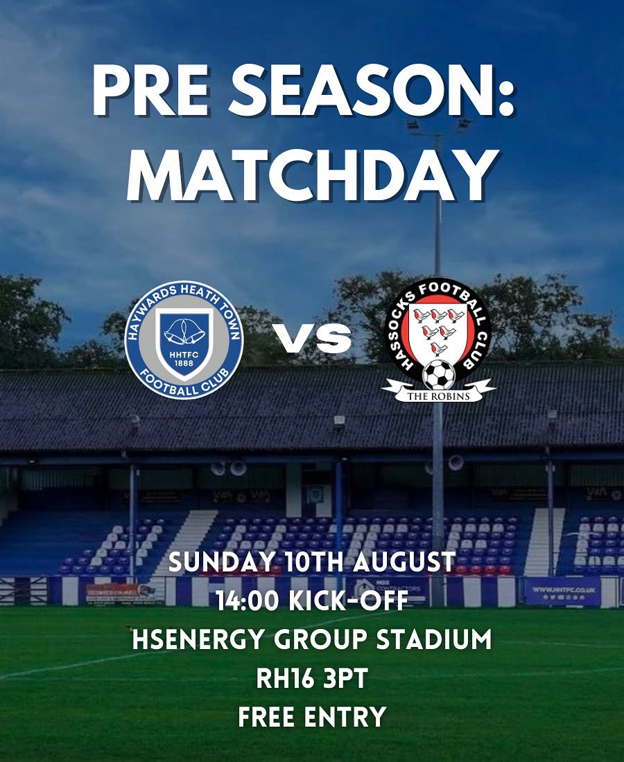 Haywards Heath Town Women (@hhtwomen) on Twitter photo The new beginning starts today as we host <a href="/HassocksLadies/">Hassocks Ladies FC</a> in our first pre season friendly.
• 14:00 KO
• @ Haywards Heath FC
• FREE ENTRY
• Simmos Cafe open from 13:00
See you Heath fans down there ⚪️🔵
#HHTWFC The new beginning starts today as we host <a href="/HassocksLadies/">Hassocks Ladies FC</a> in our first pre season friendly.
• 14:00 KO
• @ Haywards Heath FC
• FREE ENTRY
• Simmos Cafe open from 13:00
See you Heath fans down there ⚪️🔵
#HHTWFC