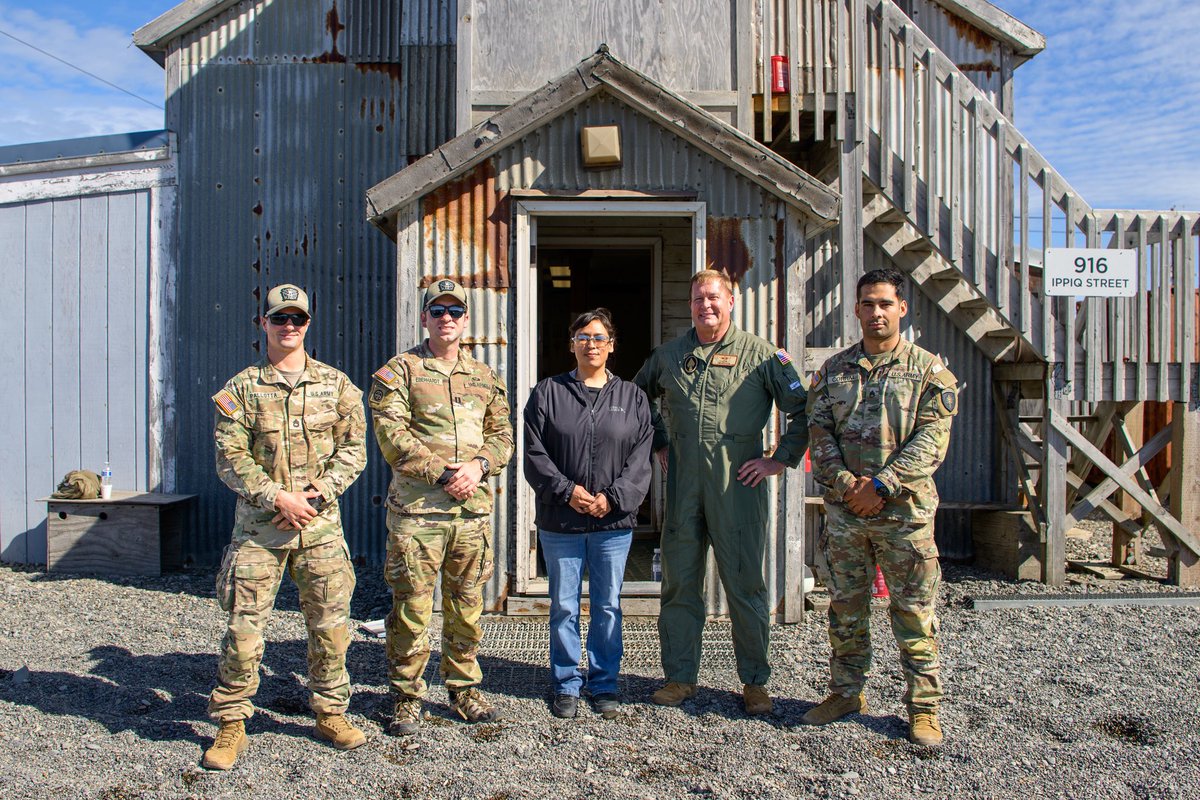 socnorth's tweet photo. Service members from #SOCNORTH and 92nd Civil Affairs Battalion met with Adela Lane, President, Native Village of Point Hope, in Point Hope, Alaska, July 18, 2025, to enhance civil-military relationships with communities in the #Arctic https://t.co/D6l6uTJ7PK
