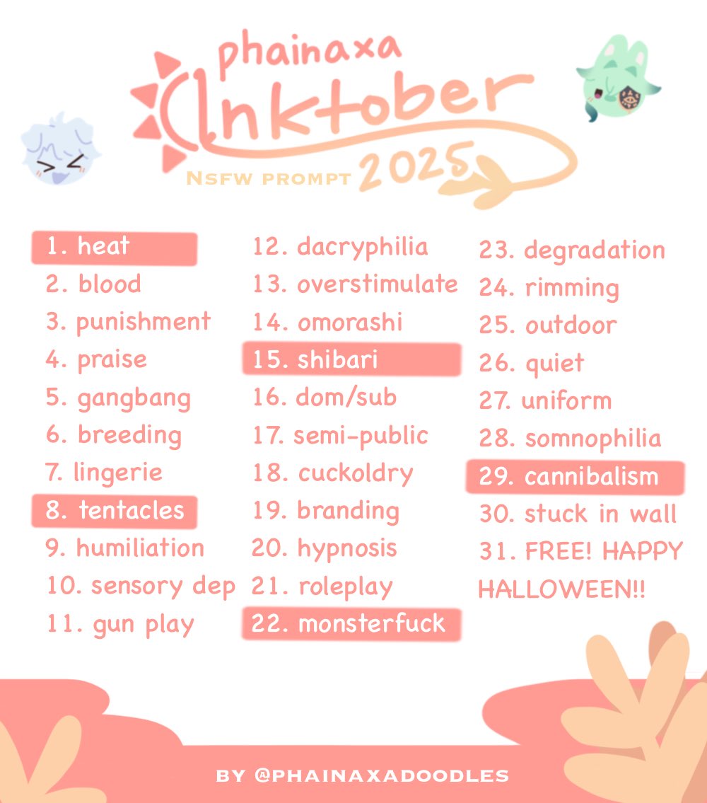 hello phainaxalings! are you ready for halloween?! lets celebrate the countdown with #phainaxatober2025 🎃🦇 participate by following along the daily or weekly prompts!

⬇️ more details on thread!