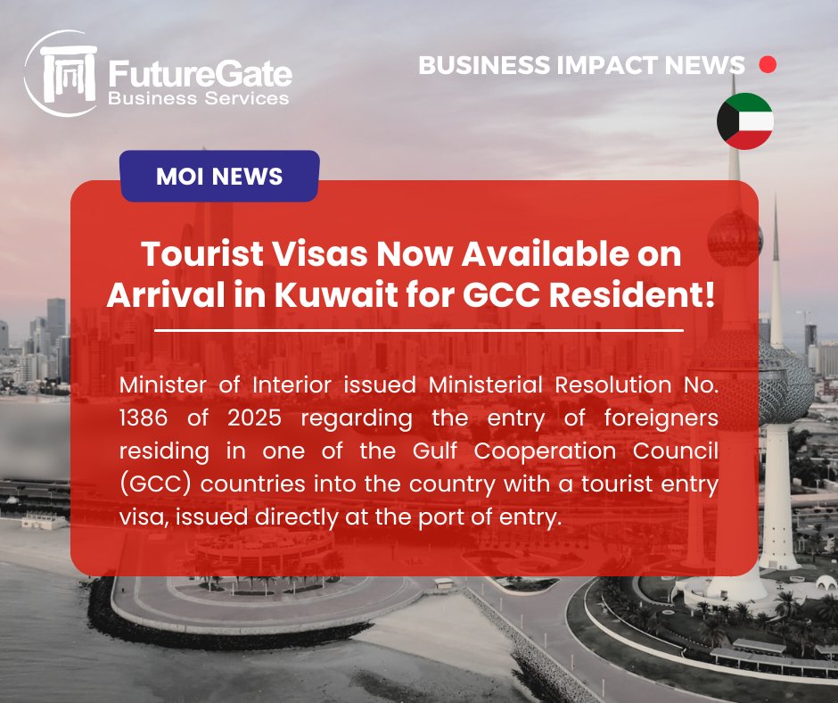 FutureGateGroup's tweet image. Tourist Visas Now Available On Arrival in Kuwait for GCC Resident!

For more information, please visit:⁠
fgbs.futuregategroup.com/kuwait-news/gc…

#FutureGate #Kuwait #Kuwaitcity #Kuwaitlife #Kuwaitbusiness