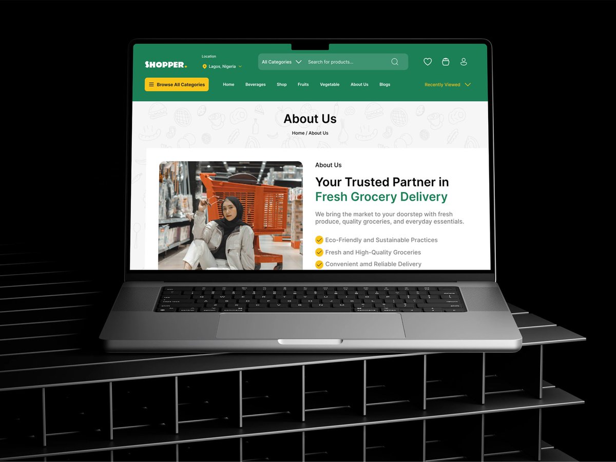 Redmix_designs's tweet photo. It was difficult to find a concept for this design- a supermarket About Us page because not a lot of online supermarket has this feature. It was a really nice challenge but here we go, clear, clean and user friendly. #PWJCommunity #jolomidesigns #jolomiomadeli #Tech #trend https://t.co/IkrYho3cxR