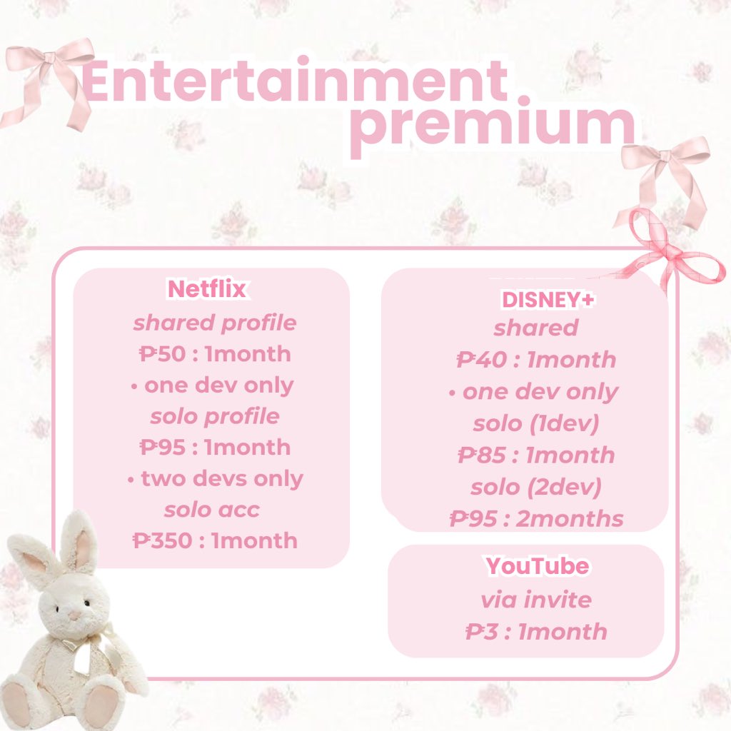 serienes_cart's tweet photo. ENTERTAINMENT PREMIUM PRICELIST

mop: gcash 

wts wtb lfs lfb lf ph prem accs buyer client wtb looking for https://t.co/C1erCeGzvm