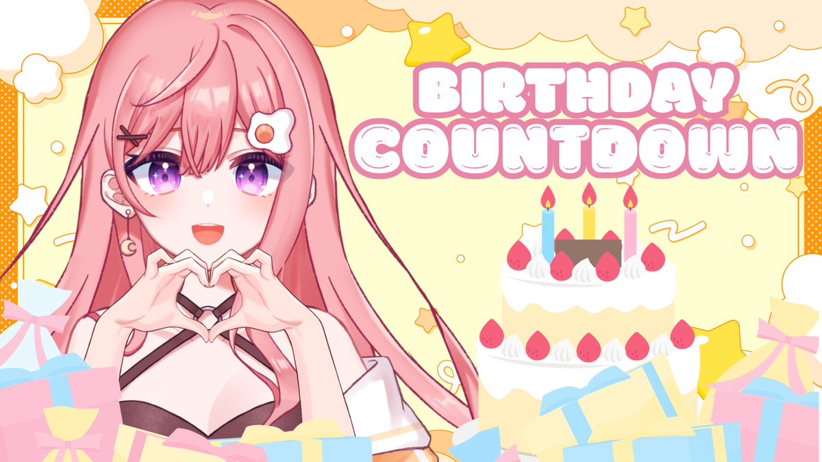 having a birthday countdown stream this evening! will be yapping and playing games with my community 🩷 see you all later at 9:30 PM UTC +8 💗
