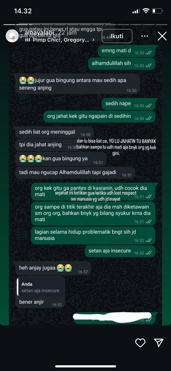 lovelyjoyable's tweet image. hai aku mau dia dapat ganjaran nya jadi sahabat aku baru saja berpulang kemarin jumat dan si @alayalabi di instagram dia malah seneng dan dia bilang kalo sahabatku pantes buat menjnggal dan dia doain ngasih siksa kubur ke sahabat ku dia ngaku ke org org kalo dia di sakitin