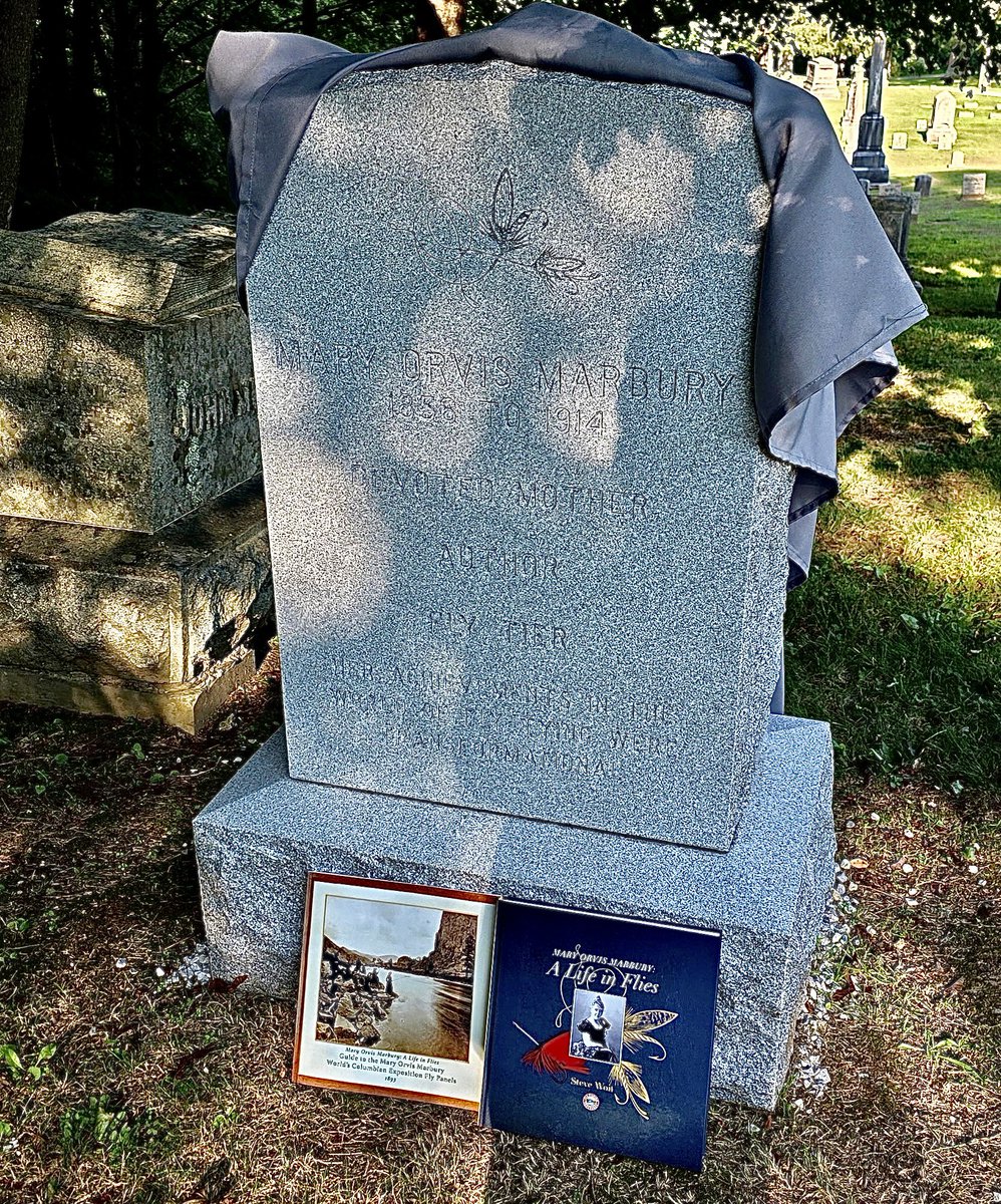 TreasuresFly's tweet image. Honored to speak at the official unveiling of the new gravestone for Mary Orvis Marbury @dellwoodcemetery The new granite gravestone funded by a generous donation from the Perkins family of @orvis provide a fitting tribute to a fly fishing legend. #maryorvismarbury #orvis