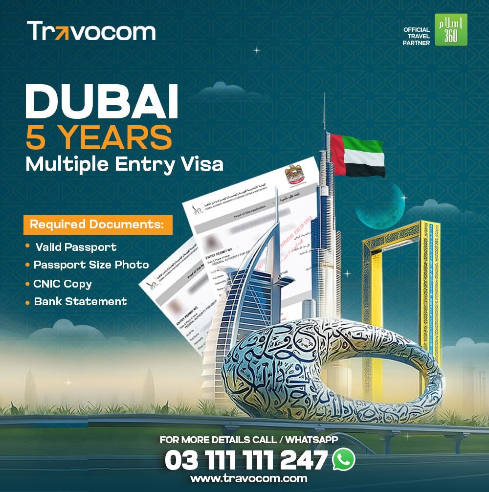 travocom's tweet photo. Dreaming of visiting Dubai again and again? π¦πͺ
Now itβs possible with the 5-Year Multiple Entry Visa!
Stay up to 90 days every year. βοΈ
π Contact us now for complete guidance!
Hotline: 03 111 111 247
WhatsApp: https://t.co/qclu4AVFvp
#Travocom #dubaivisa #5YearVisa https://t.co/lGkbC3Qp4V