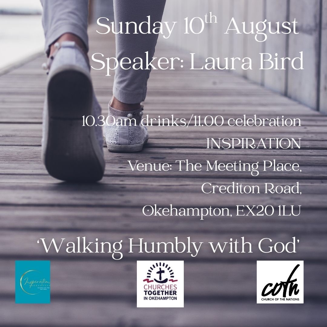 Laura Bird is our speaker this morning. All welcome. 10:30am for coffee. Celebration starts at 11:00am. The Meeting Place, Crediton Road, Okehampton. #Okehampton #InsoirationChurch