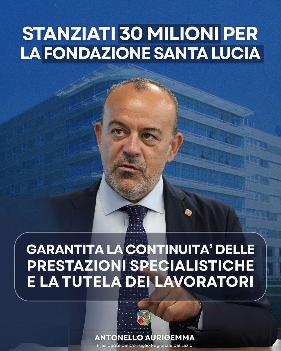 La Regione Lazio stanzia 30 milioni nell’assestamento di bilancio per salvare la Fondazione Santa Lucia, garantendo cure, ricerca e posti di lavoro. 

Un passo importante per l’istituto di riabilitazione neuromotoria sull’Ardeatina! #Salute #Lazio