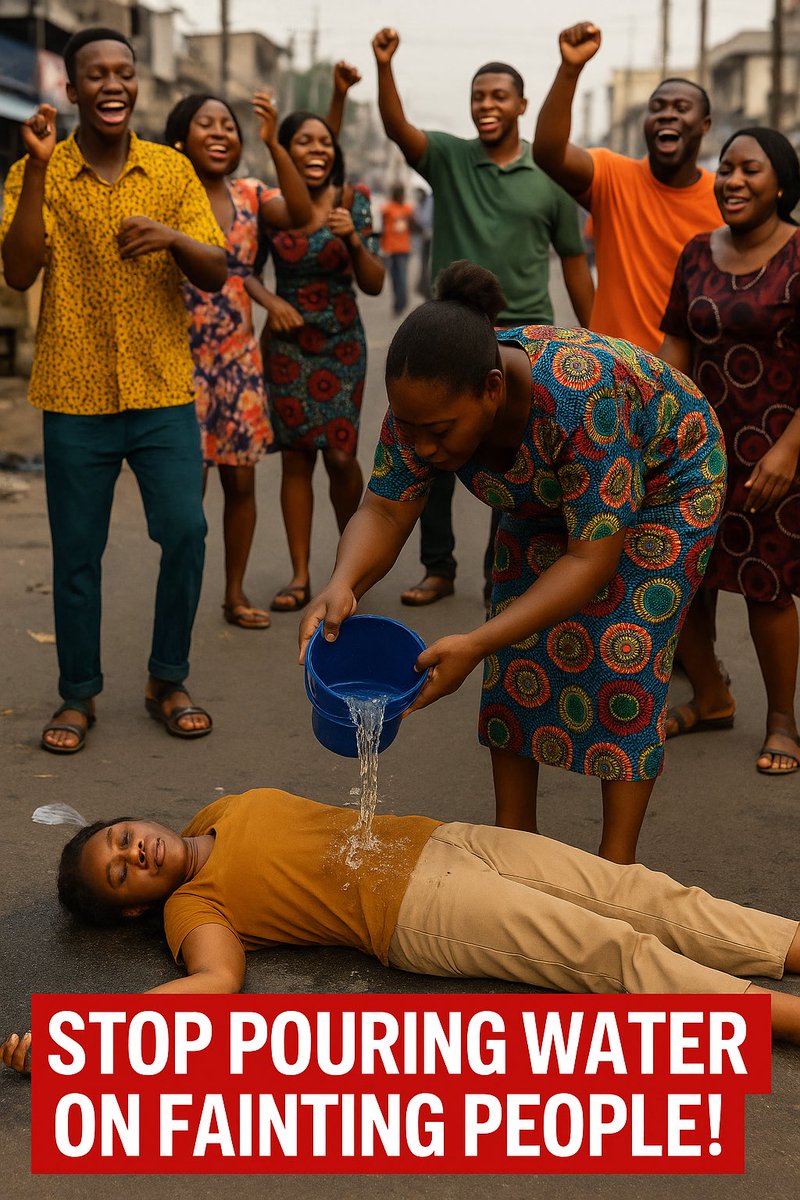 That Day in Lagos We Almost Killed the Fainter Before the Fainting Killed Her

Dear brothers and sisters,
During a massive street celebration in Lagos, music blasting, jollof flowing — suddenly, one person just dropped.

Next thing? They poured a whole bucket of water on her face