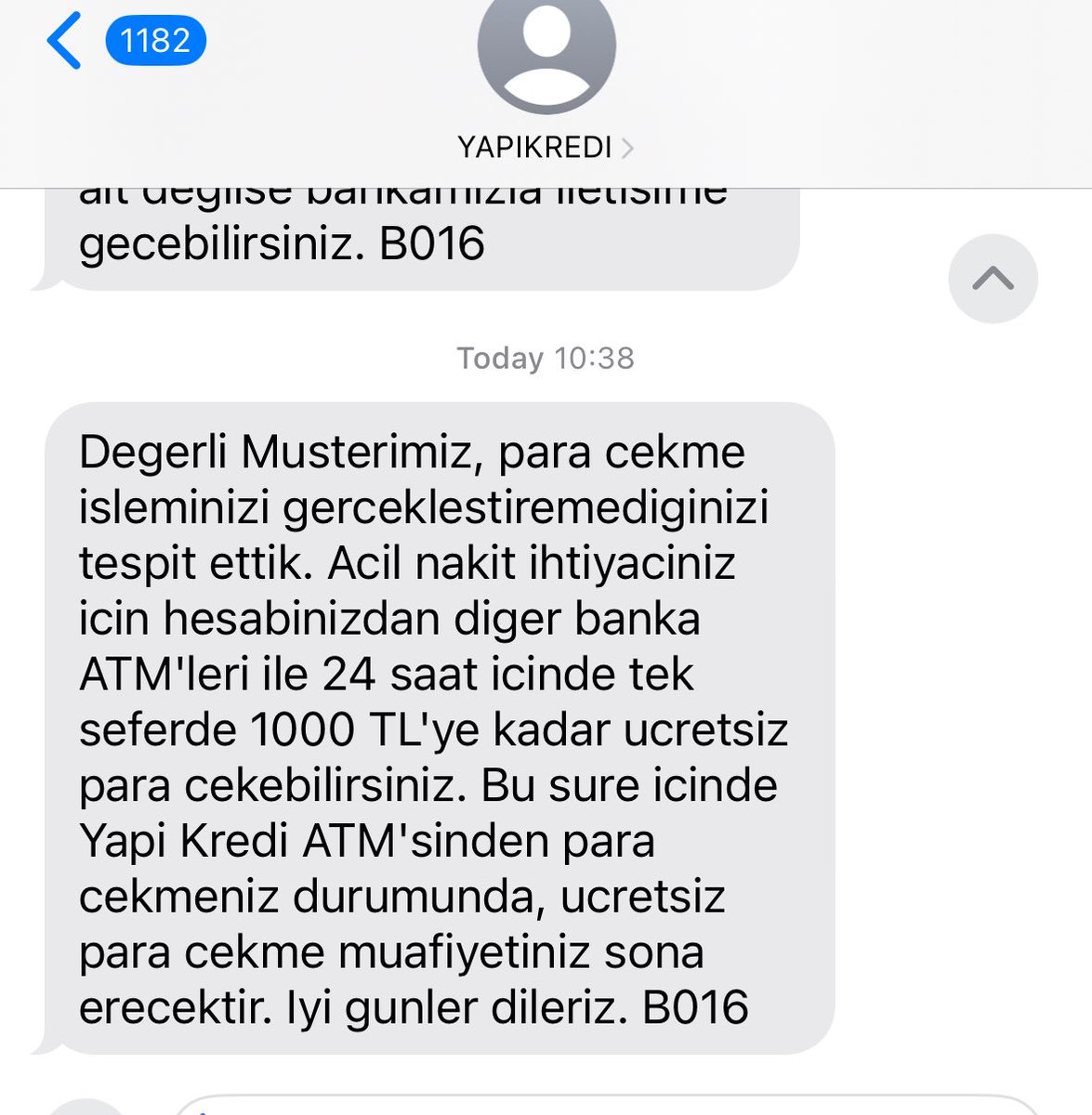 Bak bakalım 1000 TL mi çekmek istemişim. Şunu atıp daha da kızdırmayın bari <a href="/YapiKredi/">Yapı Kredi</a>