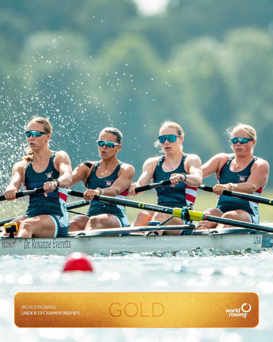 WorldRowing's tweet image. 🚩 A-FINAL : Under 19 Women's Four

🥇 Teagan Farley (b), Lia Nathan, Lauren Dubois, Claire Van Praagh (s), United States of America
🥈 Sophie Haisman (b), Chloe Hughes, Ottilie Campbell-Reide, Amelia Westbrook (s), Great Britain
🥉 Elisa Marconcini (b), Matilde Orsetti, Carolina…