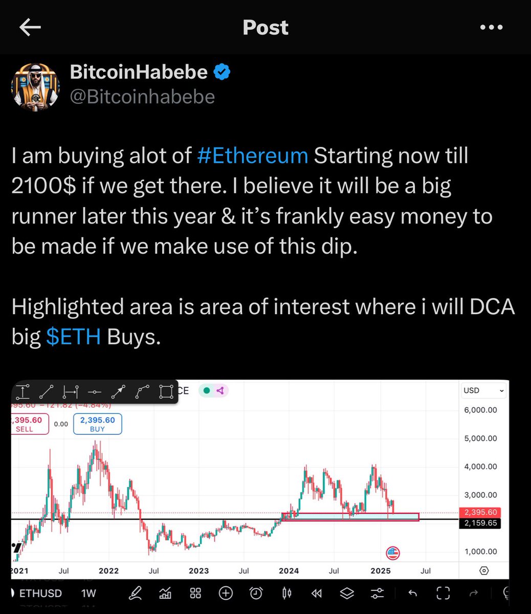 Bitcoinhabebe's tweet image. Everyone who follows me know that i was heavily buying $ETH since 1400$-2300$ 
&amp;amp; urging everyone to have an Ethereum bag

When the market was capitulating i was heavily posting on not selling your bags and adding more. The receipts of me saying we are going above 4000$ are here…