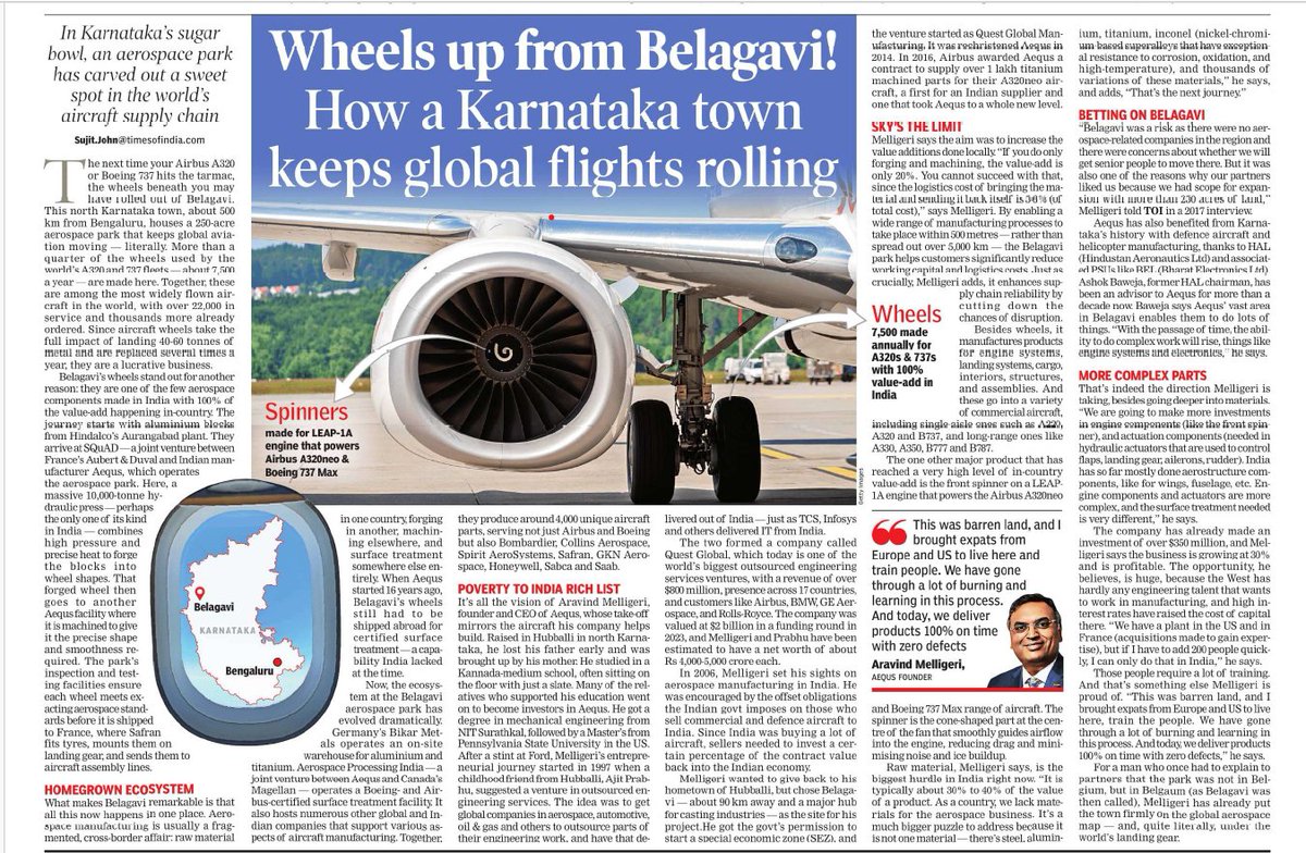 #𝗔𝗿𝘁𝗶𝗰𝗹𝗲𝗔𝗹𝗲𝗿𝘁
𝗪𝗵𝗲𝗲𝗹𝘀 𝗨𝗽 𝗳𝗿𝗼𝗺 𝗕𝗲𝗹𝗮𝗴𝗮𝘃𝗶 – 𝗧𝗮𝗸𝗶𝗻𝗴 𝗜𝗻𝗱𝗶𝗮’𝘀 𝗣𝗿𝗲𝗰𝗶𝘀𝗶𝗼𝗻 𝘁𝗼 𝘁𝗵𝗲 𝗦𝗸𝗶𝗲𝘀!
 
From a once-quiet Karnataka town to a vital hub in the world’s aerospace supply chain, Belagavi is now helping global flights take off,