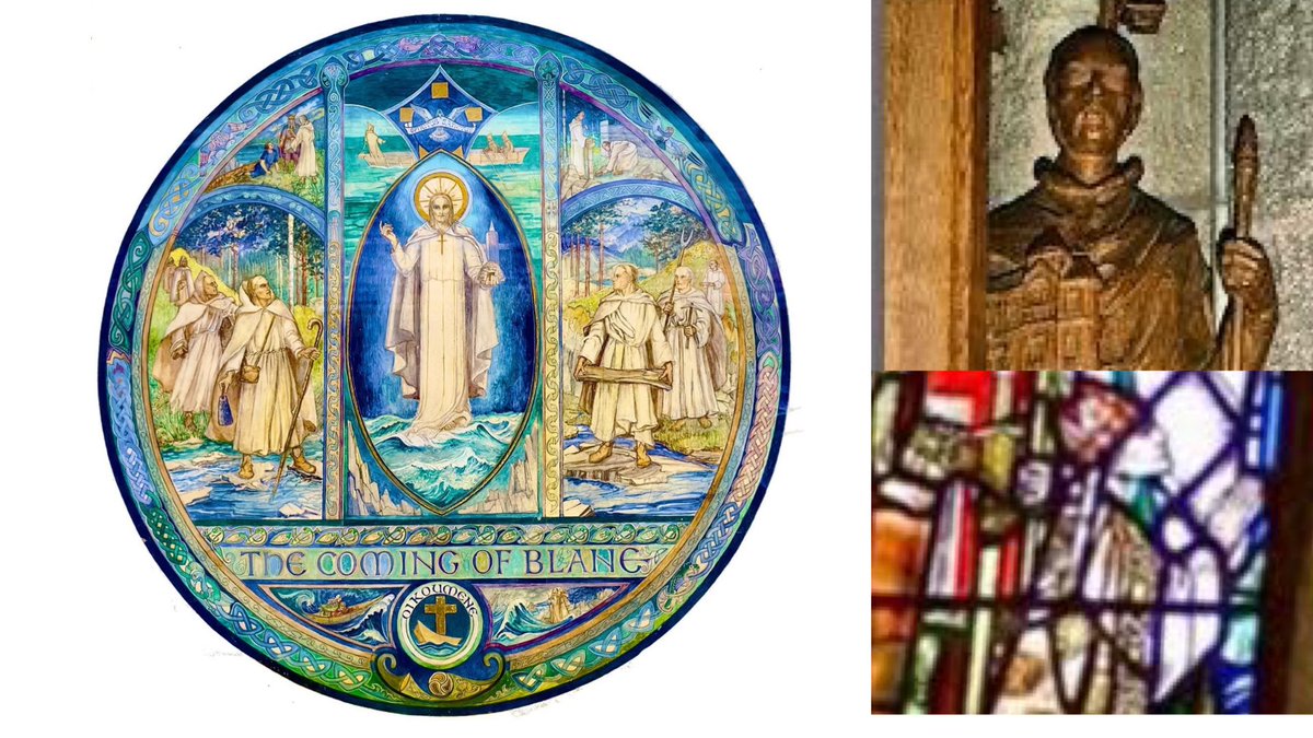 Today is Saint Blane's day. Representation of St Blane can be found in Dunblane Cathedral as figure on pulpit, on stained glass in Chapter House. Blane's name is first on carved stone roll of those who have ministered on this site. Artwork in Celtic style by distinguished…/👇