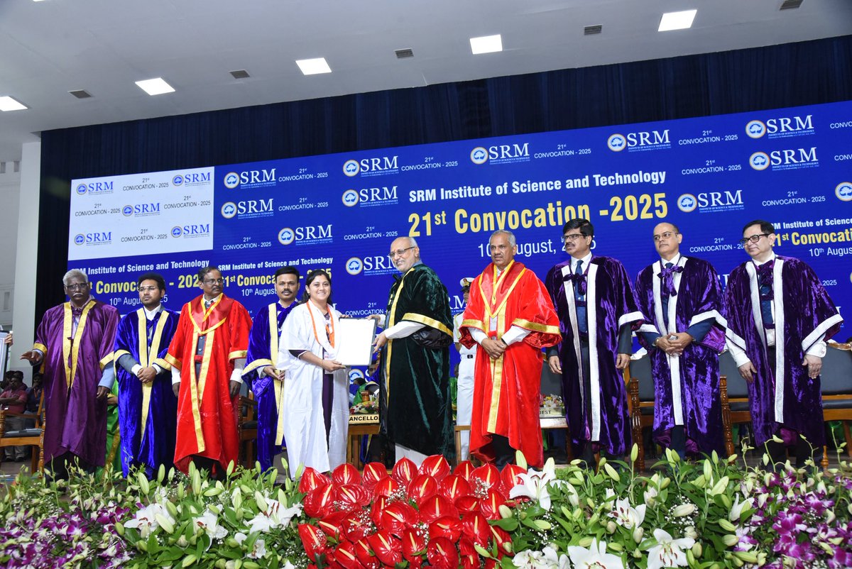 Delighted to attend and address the 21st Convocation ceremony of SRM Institute of Science and Technology in Chennai today. 
Honorary Degrees of Doctor of Science was conferred on our respected Chairman of Indian Space Research Organisation (<a href="/isro/">ISRO</a>) Shri. V. Narayanan Ji and our