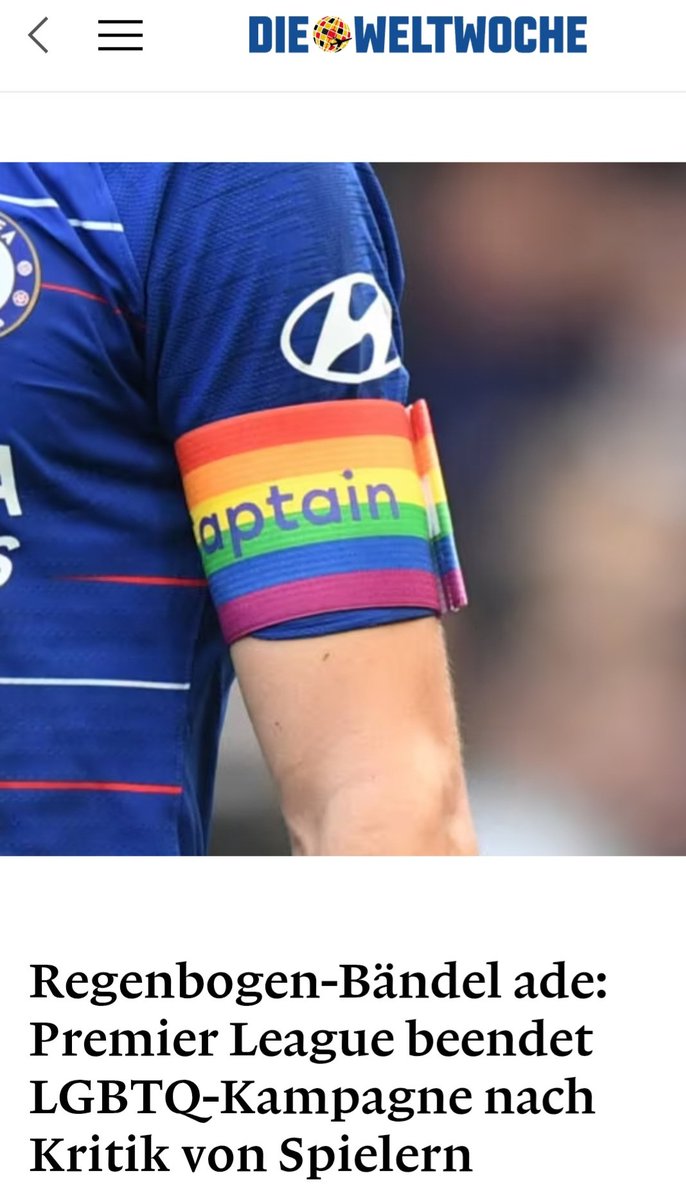 Der ganze Dreck um...Unser Ball ist bunt.  ......trudelt langsam aus.Und wer ist federführend? In erster Linie muselmanisch geprägte Spieler.Einfach köstlich.🤣 Gekniet wurde ja schon längst nicht mehr vor den Spielen.Die Zeit bis zum Rüberschwappen auf den Kontinent läuft.