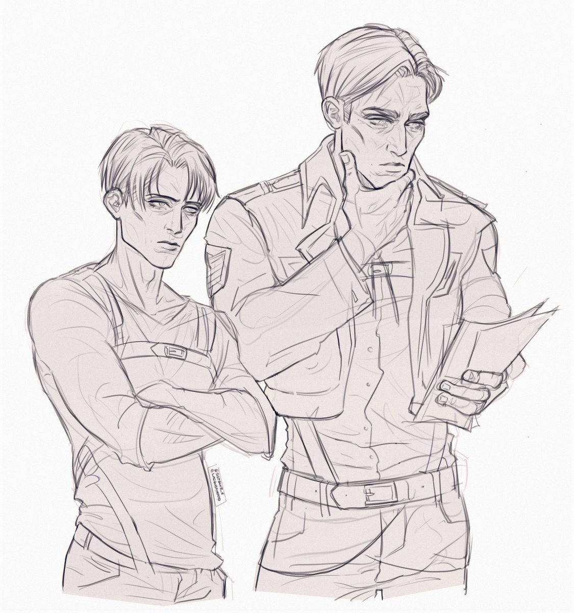 plotting, planning, etc.
#attackontitan #shingekinokyojin #leviackerman #erwinsmith #sketch