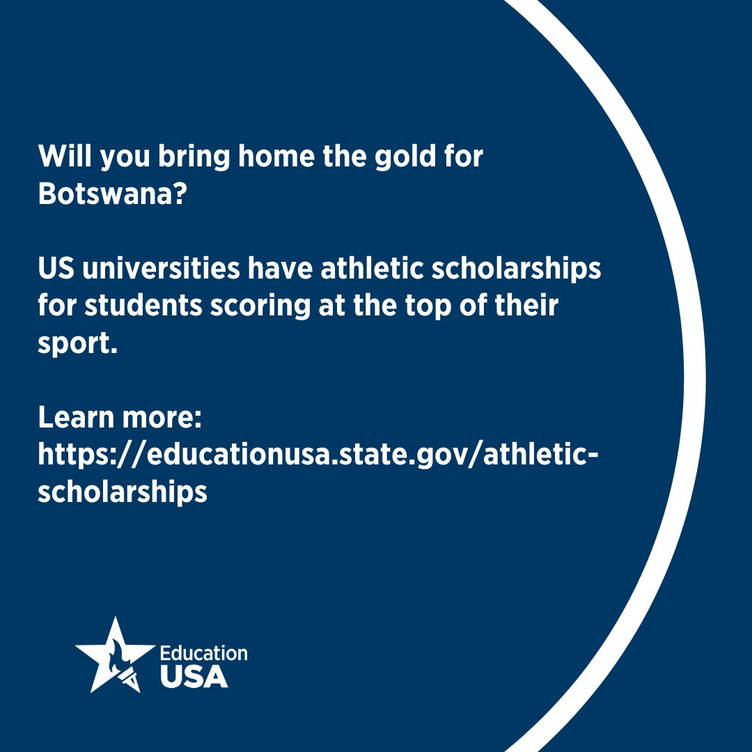 USEmbassyBW's tweet image. Will you bring home the gold for Botswana? 
U.S. universities have athletic scholarships for students scoring at the top of their sport. #StudyWithUS

▶️ educationusa.state.gov/athletic-schol…