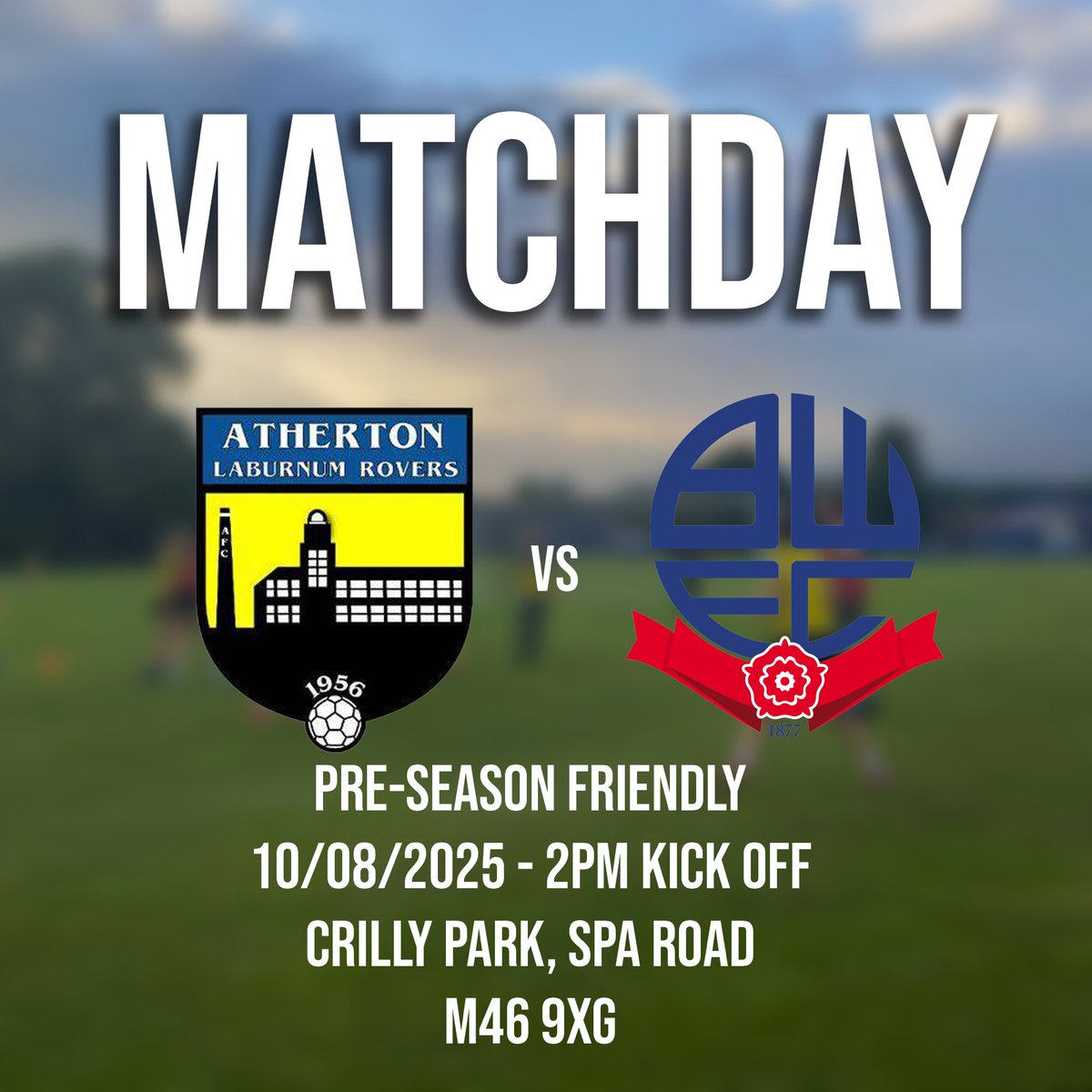 𝐌𝐀𝐓𝐂𝐇𝐃𝐀𝐘

We return home for our final pre-season fixture 🙌

🆚| Bolton Wanderers Reserves
🏆| Pre-Season Friendly
🕑| 14:00
🏟️| Crilly Park
📍| M46 9XG
🎟️| Free admission

🤝Matchday sponsors - ADS Marquees

#WeAreLR