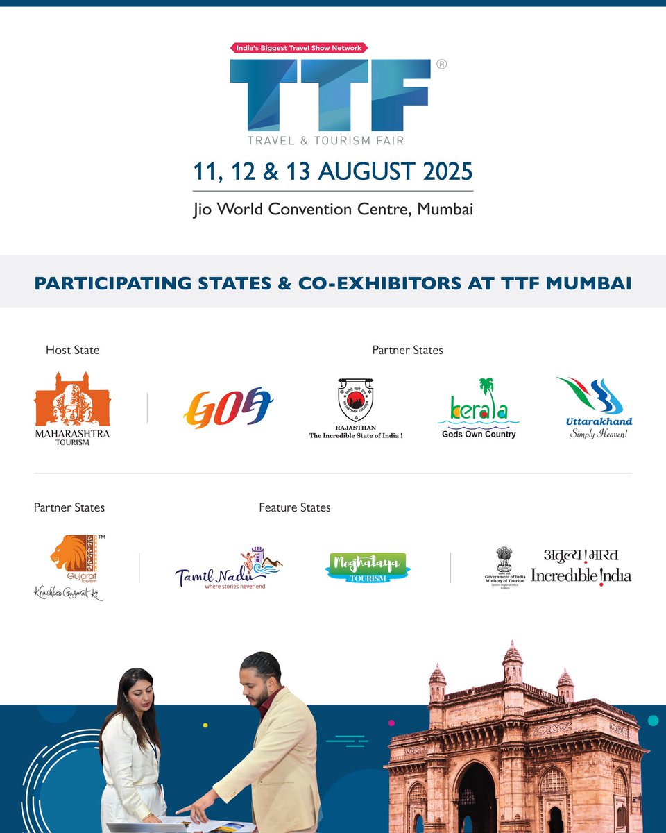 At #TTFMumbai2025, states from across India will present their tourism potential, creating opportunities for business growth and collaboration. Connect with industry leaders and explore new markets. 

Register now: tr.ee/EWJpNd

#B2BNetworking #TravelTradeShow