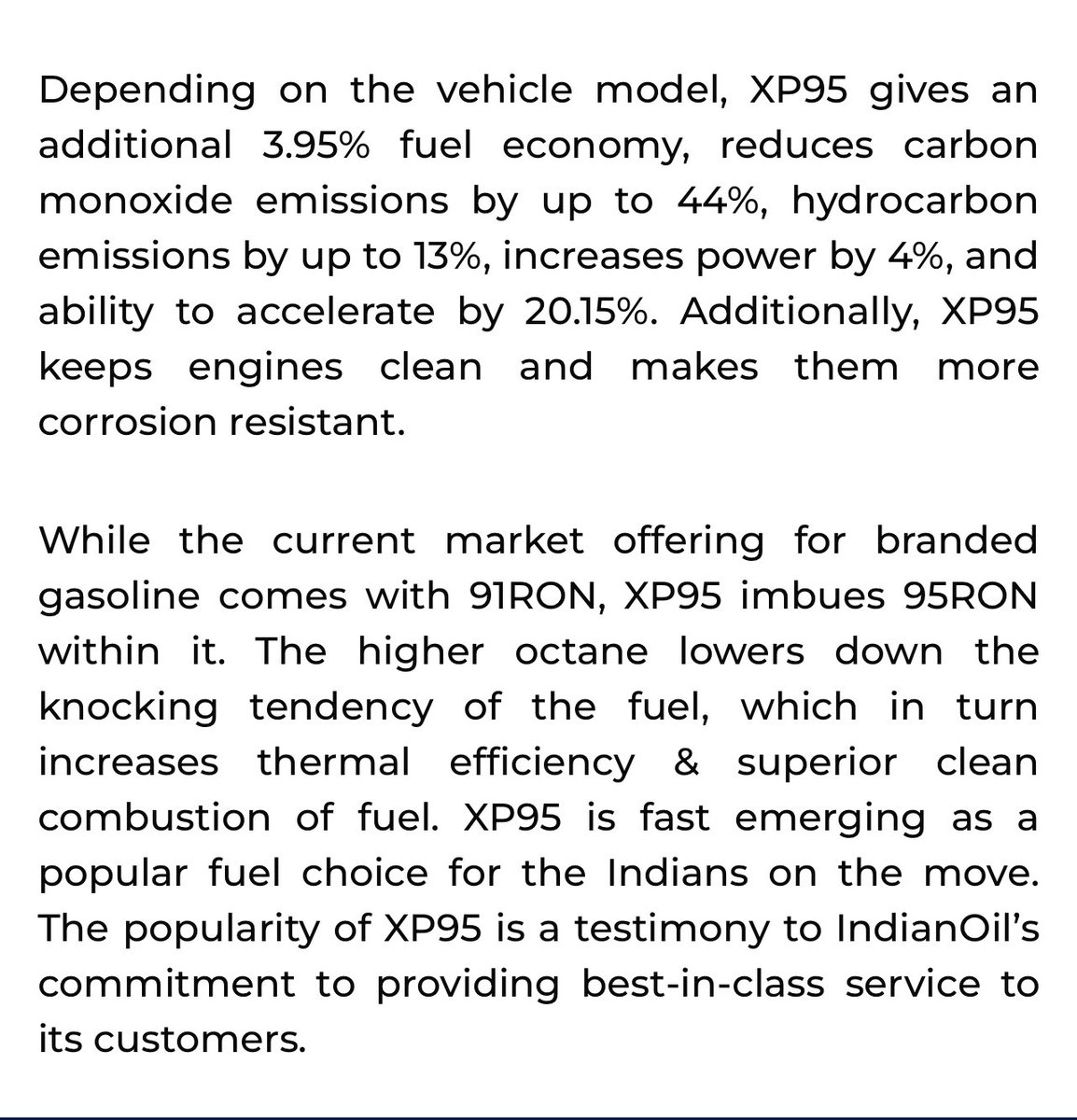 HemantSirohi1's tweet image. Turns out the “premium” #XP95 isn’t brewed in some secret lab — it’s regular petrol with 20% #Ethanol + additives, says @rtiindia reply from @IndianOilcl. Sold at a fatter price, flaunting “carbon cut” &amp;amp; “engine boost” claims, yet no clarity on which vehicles can drink it.
