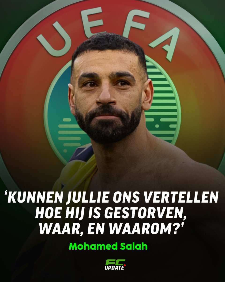 Mohamed Salah reageert fel op de UEFA. De Europese voetbalbond staat stil bij het overlijden van de Palestijnse oud-voetballer Suleiman Al-Obaid, maar laat na om te vermelden dat hij omkwam bij een Israëlische aanval in Gaza. 

Lees meer: fcupdate.nl/fwd/379782