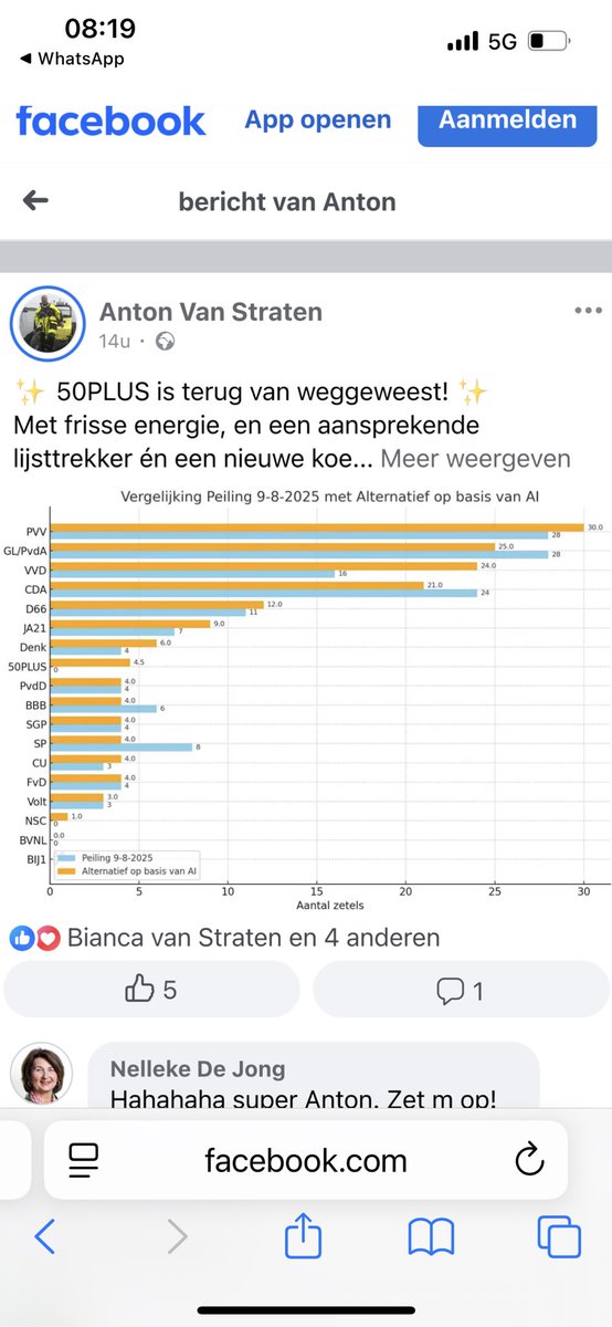 50PLUS terug van weg geweest
AI peiling: 4,5 zetels  

50PLUS geeft VIJFTIGplussers een stem
Stem 50PLUS op 30 oktober 

Dan knokken we in Tweede Kamer voor uw belangen 

Groot draagvlak: >50% kiezers is 50+

⁦<a href="/NUnl/">NU.nl</a>⁩ ⁦<a href="/NOS/">NOS</a>⁩ ⁦<a href="/telegraaf/">De Telegraaf</a>⁩ ⁦<a href="/ADnl/">AD.nl</a>⁩ ⁦