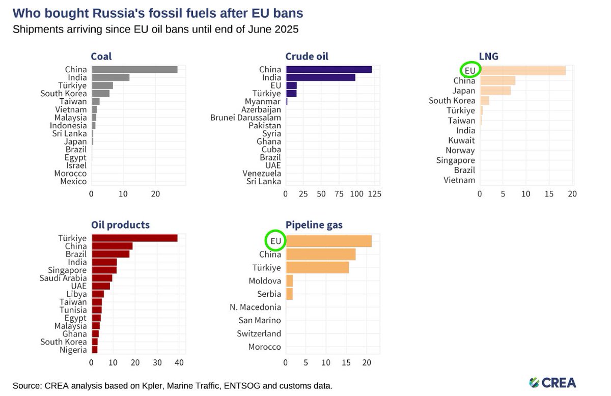 Los mayores compradores de materias primas de Rusia.

Junio 2025.