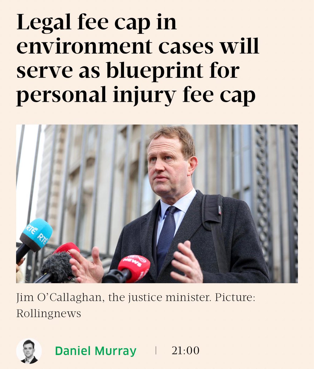 Legal fee cap in environment cases will serve as blueprint for personal injury fee cap

#InsuranceReform 

businesspost.ie/politics/legal…