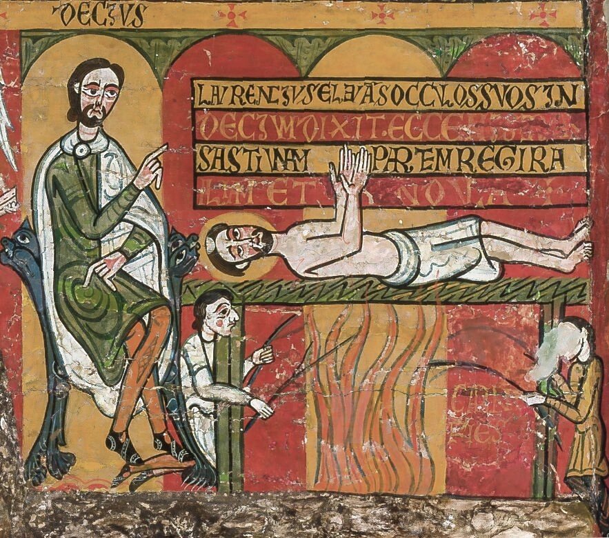 Románico en España (@romanicoespana) on Twitter photo El martirio de San Lorenzo en el frontal de altar románico de Sant Llorenç Dosmunts, hoy en el <a href="/mevmuseu/">MEV, Museu d'Art Medieval</a> de Vic.
Cuenta la tradición que mientras era martirizado en la parrilla, el santo le dijo al prefecto Decio: "Dame la vuelta, que de este lado ya estoy asado" #FelizDomingo El martirio de San Lorenzo en el frontal de altar románico de Sant Llorenç Dosmunts, hoy en el <a href="/mevmuseu/">MEV, Museu d'Art Medieval</a> de Vic.
Cuenta la tradición que mientras era martirizado en la parrilla, el santo le dijo al prefecto Decio: "Dame la vuelta, que de este lado ya estoy asado" #FelizDomingo