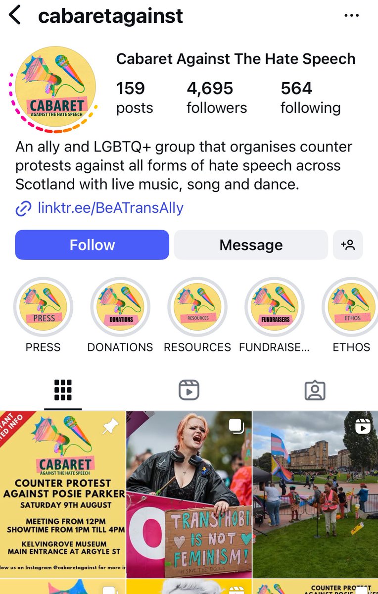 This account followed us to the Glasgow university Union and live-streamed us entering.  Nasty authoritarians.  I have a feeling this may be connected to us getting removed from the venue.