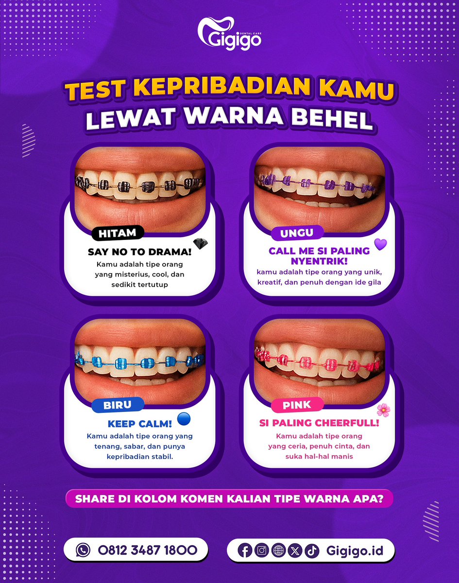 gigigo_id's tweet photo. Halo Sobat Gigigo👋🏻

Kalo kamu tim yang pake warna karet behel apa nihhh😊

Kasih tau MinGo di kolom komentar yuk!😉

#dentalcare #klinikgigi #klinikgigisolo #doktergigi #doktergigisolo #gigigo #gigigosolo #gigigokudus #gigigosragen #gigigoboyolali #perawatan #behel #ortho #warna https://t.co/jB3EFeln9S