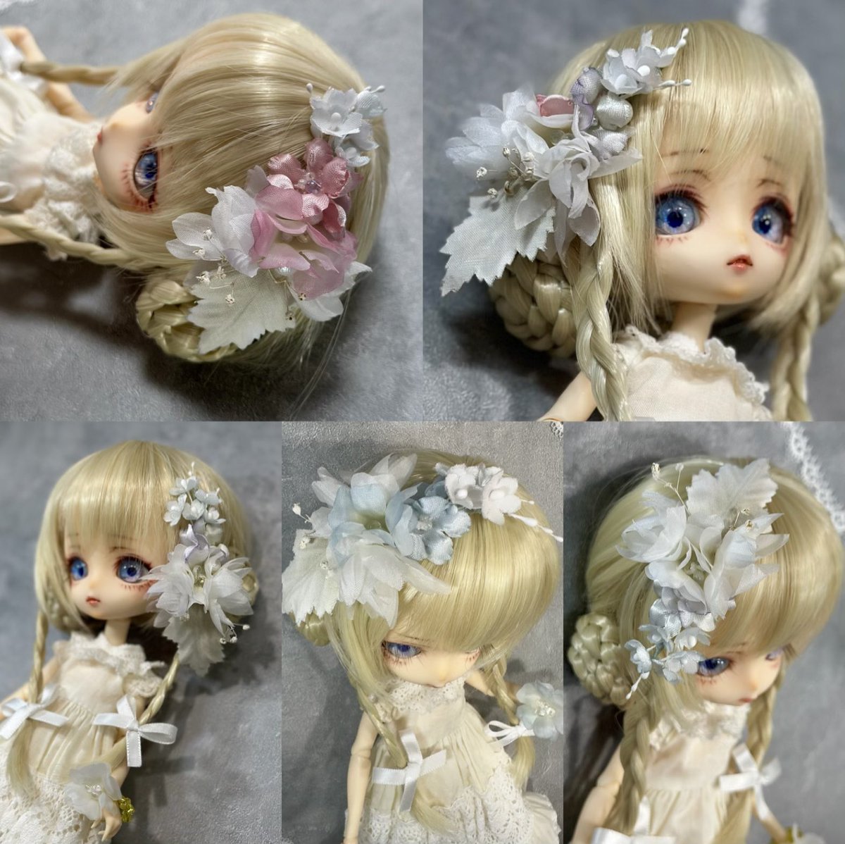 🌸Lantana sugar 夏のプレゼント🌸
プレゼント企画です！
今回は生成りワンピース、ヘアクリップ、手足のお花がセットになります。
ヘアクリップのお色は2枚目の5点からお選びいたただけます。
詳細はツリーをご確認くださいませ。