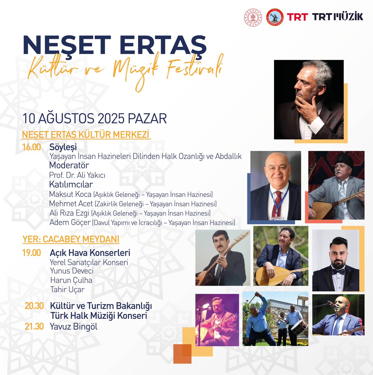 🎶🎶🎭Neşet Ertaş Kültür ve Müzik Festivali.🎭🎶🎶

3. Gün Etkinliklerimiz

📌Kırşehir / Neşet Ertaş Kültür Merkezi / Cacabey Meydanı

#AnadolununRuhuKırşehir
#NeşetErtaşKültürVeMüzikFestivali