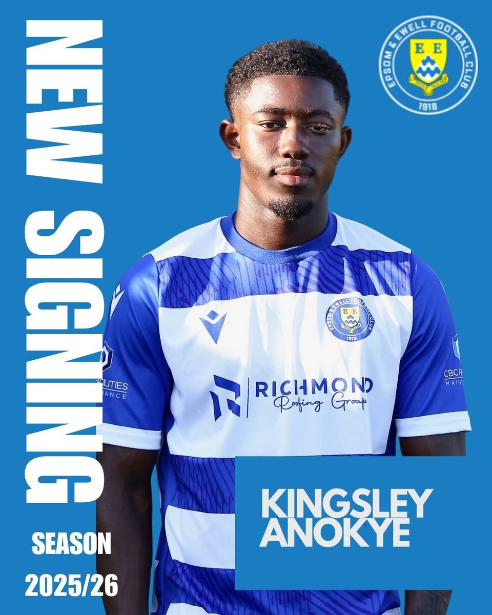 Epsom & Ewell Football Club (@epsomewellfc) on Twitter photo 📣 We’re delighted to welcome Kingsley from Knaphill for the 2025/26 season.
A Man of the Match display vs Guildford shows his quality. Excited to see him shine in blue. 💙⚽
🎤 <a href="/Max_Johnson94/">Max Johnson</a> – Joint Manager
#WeAreEpsom | #Salts | #NewSigning 📣 We’re delighted to welcome Kingsley from Knaphill for the 2025/26 season.
A Man of the Match display vs Guildford shows his quality. Excited to see him shine in blue. 💙⚽
🎤 <a href="/Max_Johnson94/">Max Johnson</a> – Joint Manager
#WeAreEpsom | #Salts | #NewSigning