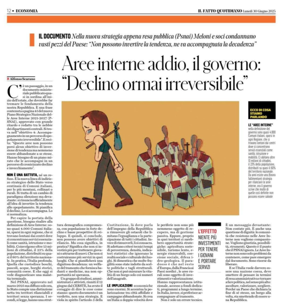 Gitro77's tweet image. &quot;C’è un passaggio, in un documento ministeriale pubblicato quasi in sordina all’inizio dell’estate, che dovrebbe far tremare le fondamenta della nostra Repubblica. 

È una frase contenuta a pagina 45 del nuovo Piano Strategico Nazionale delle Aree Interne 2021-2027 (PSNAI),…